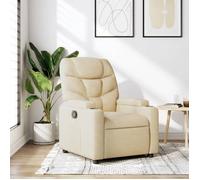 vidaXL Fauteuil inclinable Chaise relaxation porte-gobelets dossier et accoudoirs tissu crème