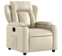 vidaXL Fauteuil Inclinable, Chaise de Relaxation avec Porte-gobelets, Siège avec Dossier et Accoudoirs Salle de Séjour, Moderne, Crème Similicuir