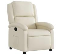 vidaXL Fauteuil inclinable, chaise de relaxation avec accoudoirs et repose-pieds, crème similicuir