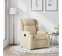 Fauteuil Inclinable, Chaise avec Repose-pieds, Siège avec Dossier et Accoudoirs, Meuble de Salle de Séjour, Moderne, Crème Tissu 373545