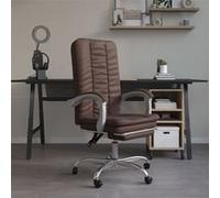 Fauteuil Inclinable de Bureau, Chaise Pivotante avec Dossier et Repose-pied Réglables, Siège de Bureau, Moderne, Marron Similicuir