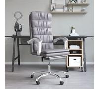 vidaXL Fauteuil inclinable de bureau Gris Similicuir, fauteuil inclinable, chaise d'ordinateur, chaise de bureau inclinable Gris G