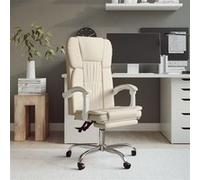 Fauteuil Inclinable de Bureau Siège Inclinable Chaise d'Ordinateur Dossier et Repose-pied Réglables Meuble de Bureau Intérieur Crème Similicuir