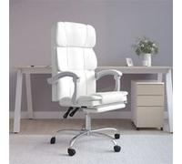 Fauteuil Inclinable de Bureau Siège Inclinable Chaise d'Ordinateur Dossier et Repose-pied Réglables Meuble de Bureau Intérieur Blanc Similicuir