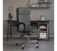 vidaXL Fauteuil Inclinable de Bureau Siège Inclinable Chaise d'Ordinateur Dossier et Repose-pied Réglables Meuble de Bureau Intérieur Gris Foncé Tissu Gris G