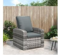 vidaXL Fauteuil inclinable de Jardin avec Coussins Gris résine tressée, Fauteuil de Jardin, Chaise Longue, Chaise d'extérieur, Fauteuil inclinable