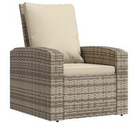 Fauteuil inclinable de jardin avec coussins marron clair rotin 364103