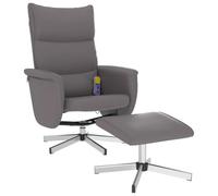 vidaXL Fauteuil Inclinable de Massage avec Repose-Pied, Chaise de Relaxation avec Dossier, Siège avec Accoudoirs Salon, Moderne, Gris Similicuir