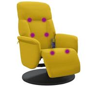 vidaXL Fauteuil inclinable de massage avec repose-pied et accoudoirs – Jaune velours