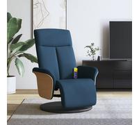 vidaXL Fauteuil Inclinable de Massage avec Repose-Pieds, Chaise de Relaxation avec Dossier, Siège avec Accoudoirs Salon, Moderne, Bleu Tissu