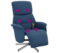 vidaXL Fauteuil de massage inclinable avec repose-pieds, sans adaptateur secteur, Bleu tissu