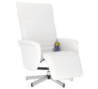 vidaXL Fauteuil Inclinable de Massage avec Repose-Pieds, Chaise de Relaxation avec Dossier, Siège avec Accoudoirs Salon, Moderne, Blanc Similicuir