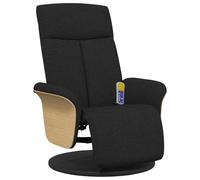 vidaXL Fauteuil Inclinable de Massage avec Repose-Pieds, Chaise de Relaxation avec Dossier, Siège avec Accoudoirs Salon, Moderne, Noir Tissu