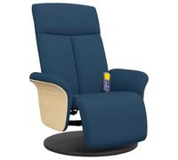 vidaXL Fauteuil Inclinable de Massage avec Repose-Pieds, Chaise de Relaxation avec Dossier, Siège avec Accoudoirs Salon, Moderne, Bleu Tissu
