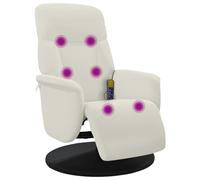 vidaXL Fauteuil inclinable de massage avec repose-pieds et accoudoirs, crème velours