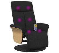 vidaXL Fauteuil inclinable de Massage avec Repose-Pieds Noir Tissu