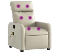 vidaXL Fauteuil Inclinable de Massage, Chaise avec Repose-Pieds, Siège avec Dossier et Accoudoirs Salle de Séjour, Moderne, Crème Similicuir