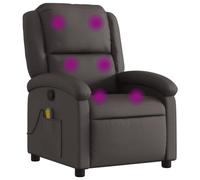 vidaXL Fauteuil inclinable de massage – Repose-pieds réglables – Cuir véritable marron foncé