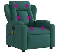 vidaXL Fauteuil Inclinable de Massage, Chaise de Relaxation avec Dossier et Repose-Pied Réglables, Siège de Salon, Moderne, Vert Foncé Tissu