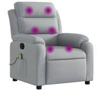 vidaXL Fauteuil inclinable de massage – Dossier et repose‑pied réglables – Tissu gris clair