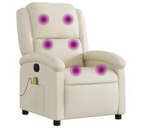vidaXL Fauteuil Inclinable de Massage, Chaise de Relaxation avec Dossier et Repose-Pied, Siège Inclinable, Fauteuil TV, Moderne, Crème Similicuir