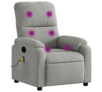 vidaXL Fauteuil Inclinable de Massage, Chaise de Relaxation, Siège avec Accoudoirs et Dossier, Fauteuil TV, Moderne, Gris Clair Tissu Microfibre