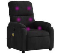 vidaXL Fauteuil Inclinable de Massage, Chaise de Relaxation, Siège avec Accoudoirs et Dossier, Fauteuil TV de Salon, Moderne, Noir Tissu Microfibre