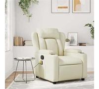 vidaXL Fauteuil inclinable de massage Crème Similicuir 372435 Beige G