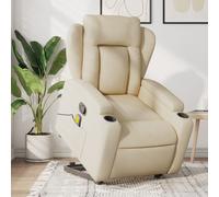 Vidaxl Fauteuil Inclinable De Massage Crème Tissu