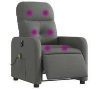 vidaXL Fauteuil inclinable de massage électrique, Dossier & repose-pied réglables, Tissu gris foncé