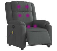 vidaXL Fauteuil Inclinable de Massage Électrique, Chaise de Relaxation avec Dossier et Repose-Pied Réglables, Siège de Salon Salle de Séjour, Moderne, Gris Foncé Tissu