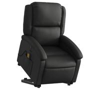 vidaXL Fauteuil inclinable de massage électrique – Cuir véritable noir – Repose-pied réglables
