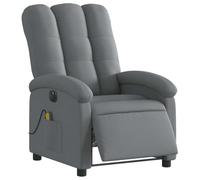 vidaXL Fauteuil Inclinable de Massage Électrique, Chaise de Relaxation avec Dossier et Repose-Pied Réglables, Siège de Salon, Moderne, Gris Foncé Tissu