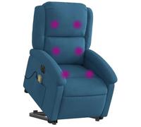 vidaXL Fauteuil Inclinable de Massage Électrique, Chaise de Relaxation avec Dossier et Repose-Pied Réglables, Siège de Salon, Moderne, Bleu Velours