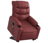 vidaXL Fauteuil Inclinable de Massage Électrique, Chaise de Relaxation avec Dossier et Repose-Pied Réglables, Siège de Salon Salle de Séjour, Moderne, Rouge Bordeaux