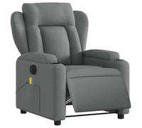 vidaXL Fauteuil Inclinable de Massage Électrique, Chaise de Relaxation avec Dossier et Repose-Pied Réglables, Siège de Salon, Moderne, Gris Foncé Tissu