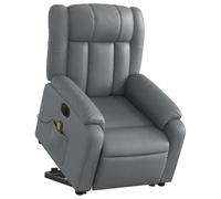 vidaXL Fauteuil Inclinable de Massage Électrique, Chaise de Relaxation avec Dossier, Siège avec Accoudoirs Salon, Moderne, Gris Similicuir