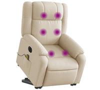 vidaXL Fauteuil inclinable de Massage électrique Crème Tissu
