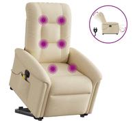 vidaXL Fauteuil inclinable de massage électrique Crème Tissu