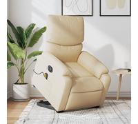 Fauteuil de relaxation, massage, inclinable électrique réglable tissu crème