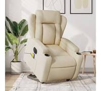 vidaXL Fauteuil inclinable de massage électrique Crème Tissu