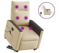 vidaXL Fauteuil inclinable de massage électrique Crème Tissu
