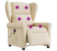 vidaXL Fauteuil inclinable de Massage électrique crème Tissu