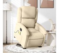 vidaXL Fauteuil de relaxation, massage, inclinable électrique réglable tissu crème Beige G