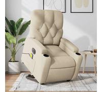 vidaXL Fauteuil de massage électrique avec releveur Crème Tissu