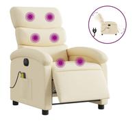 vidaXL Fauteuil inclinable de massage électrique – tissu crème