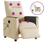 vidaXL Fauteuil inclinable de massage électrique crème tissu