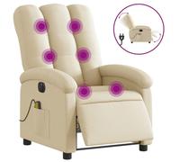 Vidaxl Fauteuil Inclinable De Massage Électrique Crème Tissu