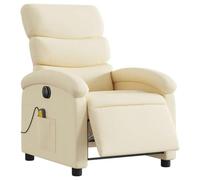 vidaXL Fauteuil inclinable de massage électrique – tissu crème