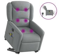 vidaXL Fauteuil inclinable de massage électrique Gris clair Tissu